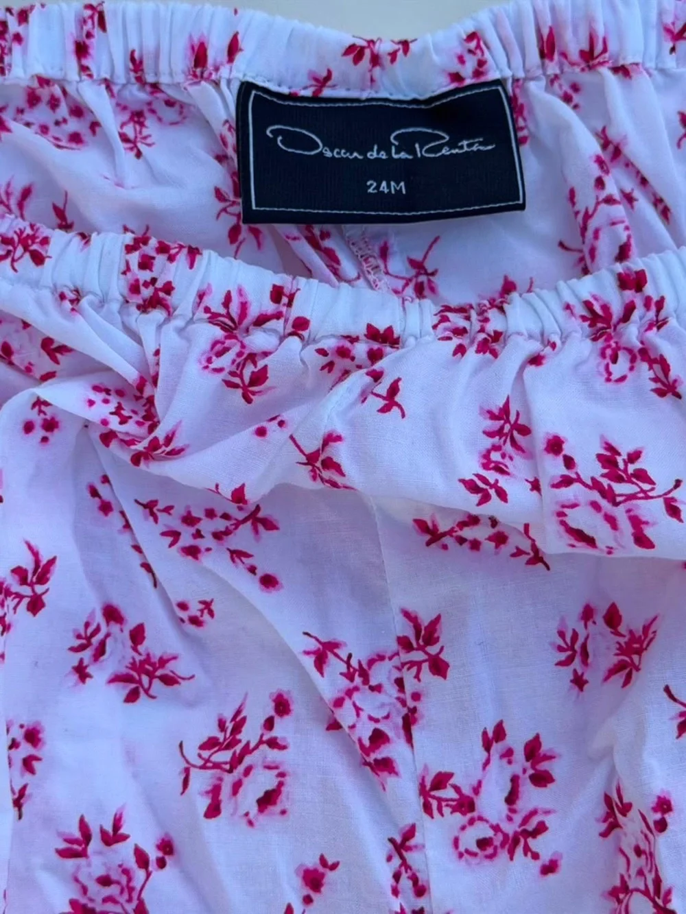 Oscar de la Renta White and Red Floral Kids Matching Set